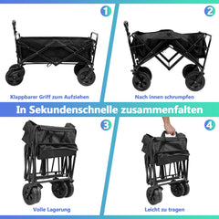 Ikodm Bollerwagen faltbar Strandwagen 100kg Belastbarkeit
