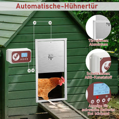 Ikodm Automatische Hühnerklappe mit Lichtsensor, Zeitschaltuhr, LED Display