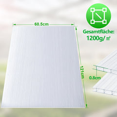 Ikodm Polycarbonat Hohlkammerplatten 8mm 5 Stück für Gewächshaus