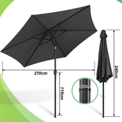 Ikodm Sonnenschirm 2.7m Winkelverstellbar mit/ohne LED