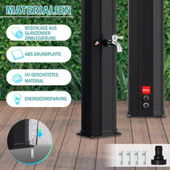 Ikodm 60L Solardusche Gartendusche Inkl. Schutzhaube und Handbrause