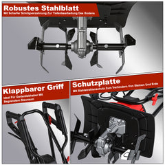 Ikodm Elektrische Gartenfräse Bodenfräse 1050W 380 U/min