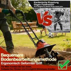 Ikodm Elektrische Gartenfräse Bodenfräse 1050W 380 U/min
