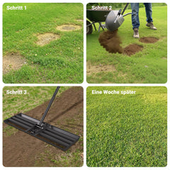 Ikodm Rasenrakel Nivellierrechen 75cm×25cm mit Gewindegriff