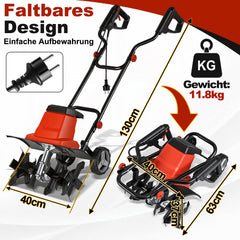 Ikodm Elektrische Gartenfräse Bodenfräse 1500W 400 U/min