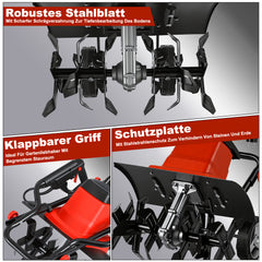 Ikodm Elektrische Gartenfräse Bodenfräse 1500W 400 U/min