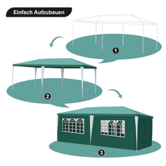 Ikodm Pavillon Partyzelt 3x6m Wasserdicht mit Seitenteilen