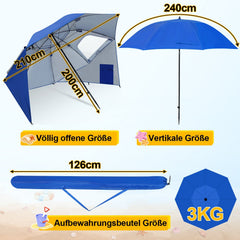 Ikodm 2 in 1 Sonnenschirm Strandmuschel 210cm x 200cm
