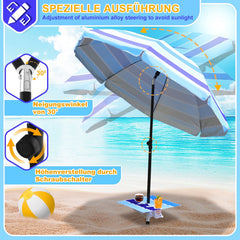 Ikodm Strandschirm Sonnenschirm Ø 213cm mit Tisch