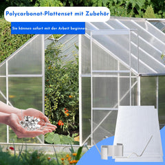 Ikodm Doppelstegplatte 4mm 14 Stück für Gewächshaus mit W-Clips und Z-Clips