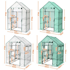 Ikodm Foliengewächshaus Gewächshaus mit Regalen Grün/Weiß