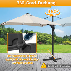 Ikodm Ampelschirm 300 x 300 cm Sonnenschirm 360° Drehbar mit Solar-LED