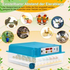 Ikodm Brutautomat Vollautomatisch Inkubator für Hühner 64 Eier