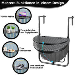 Ikodm Balkontisch Balkonhängetisch klappbar