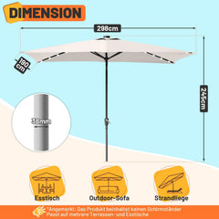 Ikodm Sonnenschirm 210x140 / 300x200cm Rechteckig mit LED Solar