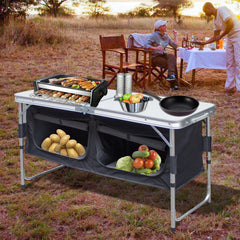 Ikodm Campingtisch Campingschrank Faltbar 2 Fächer