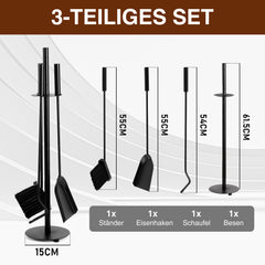 Ikodm 3-teiliges Kaminbesteck-Set mit rundem Sockel