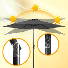 Ikodm Sonnenschirm 2.7m Winkelverstellbar mit/ohne LED