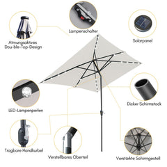 Ikodm Sonnenschirm 210x140 / 300x200cm Rechteckig mit LED Solar
