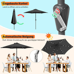 Ikodm Sonnenschirm 2.7m Winkelverstellbar mit/ohne LED