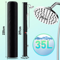Ikodm 35L Solardusche Gartendusche Inkl. Schutzhaube und Handbrause