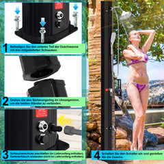 Ikodm 35L Solardusche Gartendusche Inkl. Schutzhaube und Handbrause