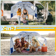 Ikodm 2 in 1 Sonnenschirm Strandmuschel 210cm x 200cm
