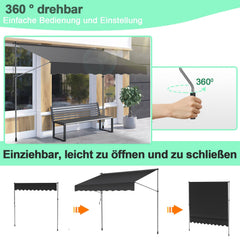 Ikodm Klemmmarkise mit Handkurbel Einziehbar ohne Bohren