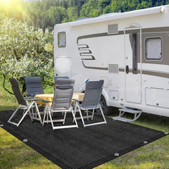 Ikodm Campingteppich Vorzeltteppich HDPE Schwarz