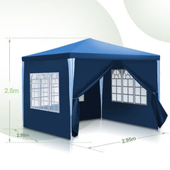 Ikodm Partyzelt Pavillon 3x3m Wasserdicht mit Seitenteilen