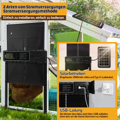 Ikodm Solar Hühnerklappe mit LED, Fernbedienung