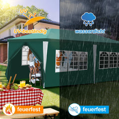 Ikodm Pavillon Partyzelt 3x6m Wasserdicht mit Seitenteilen