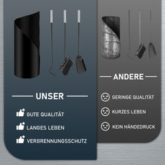 Ikodm 4-teiliges Kaminbesteck-Set mit Holzgriffen