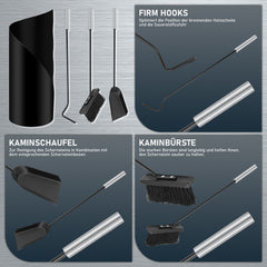 Ikodm 4-teiliges Kaminbesteck-Set mit Holzgriffen