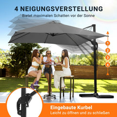 Ikodm Ampelschirm 300 x 300 cm Sonnenschirm 360° Drehbar