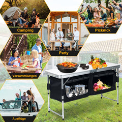 Ikodm Campingtisch Campingschrank Faltbar 2 Fächer