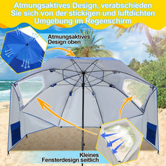 Ikodm 2 in 1 Sonnenschirm Strandmuschel 210cm x 200cm
