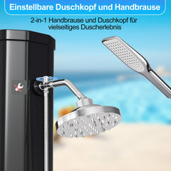 Ikodm 40L Solardusche Gartendusche Inkl. Schutzhaube und Handbrause