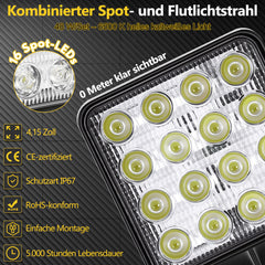Ikodm 48W LED Arbeitsscheinwerfer 12V Zusatzscheinwerfer 4320LM