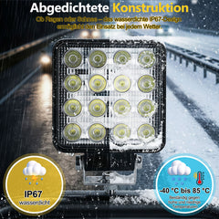 Ikodm 48W LED Arbeitsscheinwerfer 12V Zusatzscheinwerfer 4320LM