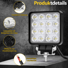 Ikodm 48W LED Arbeitsscheinwerfer 12V Zusatzscheinwerfer 4320LM