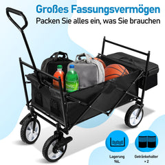Ikodm Bollerwagen mit Dach Faltbar Tragfähigkeit 80kg