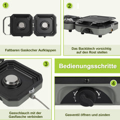 Ikodm Campingkocher 2-in-1 Gascampingherd Faltbarer