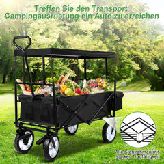 Ikodm Bollerwagen mit Dach Faltbar Tragfähigkeit 80kg