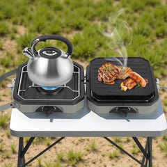 Ikodm Campingkocher 2-in-1 Gascampingherd Faltbarer