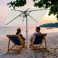 Ikodm Sonnenschirm 210x140 / 300x200cm Rechteckig mit LED Solar