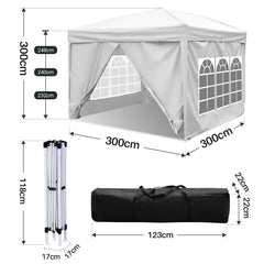 Ikodm Faltpavillon Pop-Up Pavillon mit Seitenwände 3x3m