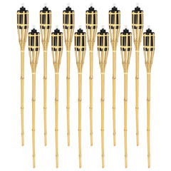 Ikodm Gartenfackel Bambusfackel mit Docht 12er Set