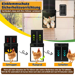 Ikodm Solar Hühnerklappe mit LED, Fernbedienung