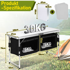Ikodm Campingtisch Campingschrank Faltbar 2 Fächer